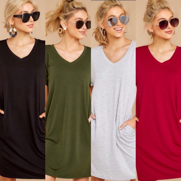 >>LAST<< Gwen Basic T-Shirt Dress - Heather Gray - Picture 6 of 6